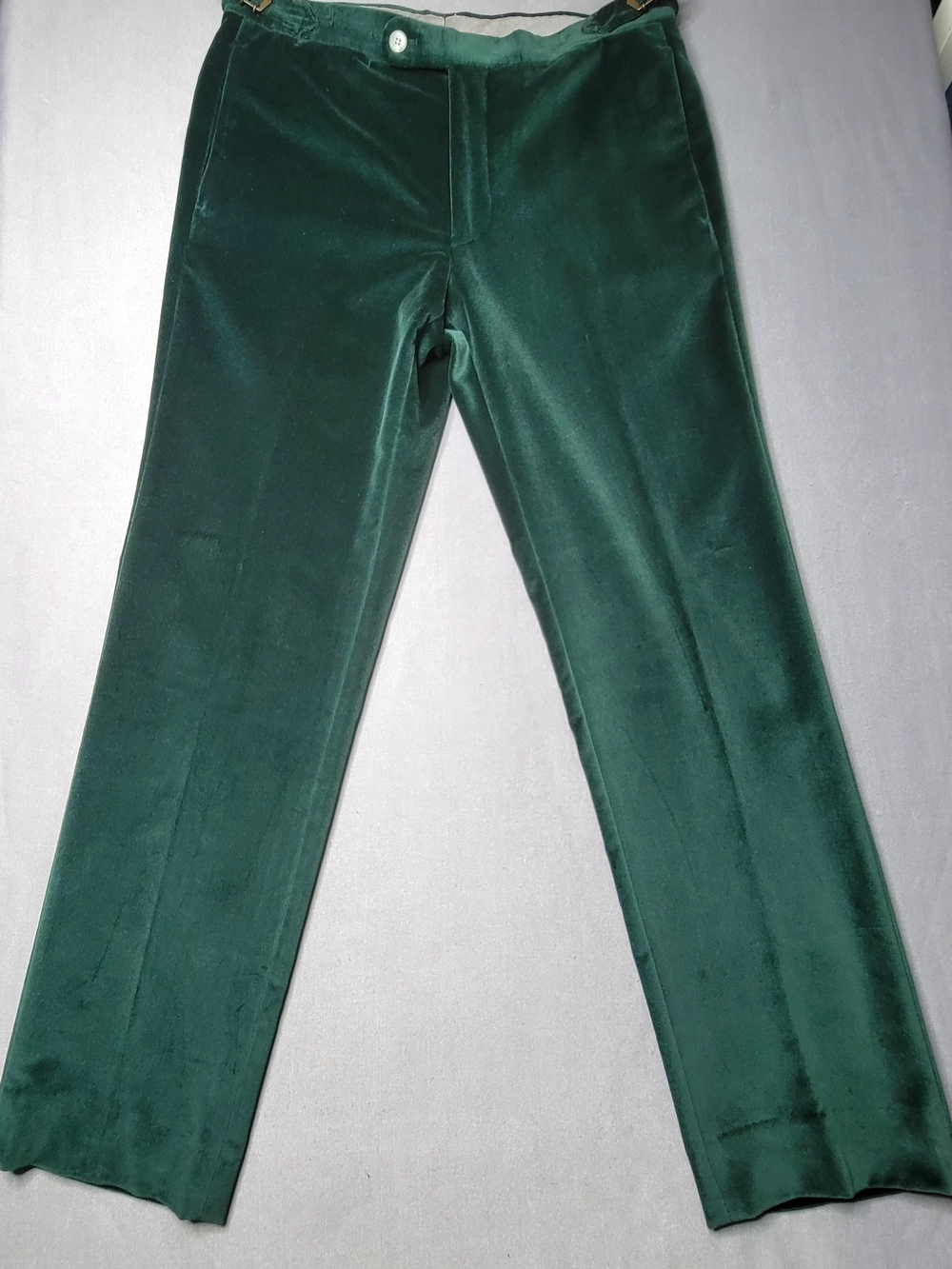Phineas Cole Men's Green Velvet Pants - Tailored Straight Fit Paul Stuart Sz 30